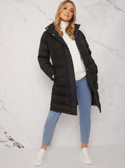 Longline Maxi Puffer Coat in Black