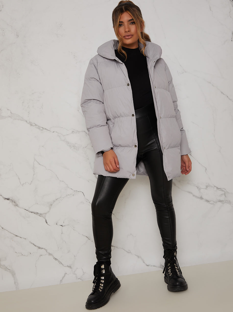 Padded Puffer Coat in Grey
