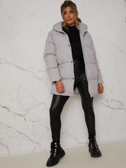 Padded Puffer Coat in Grey