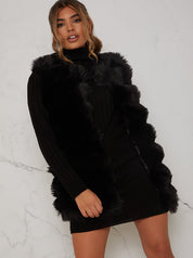 Faux Fur Gilet in Black