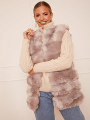 Faux Fur Gilet in Silver