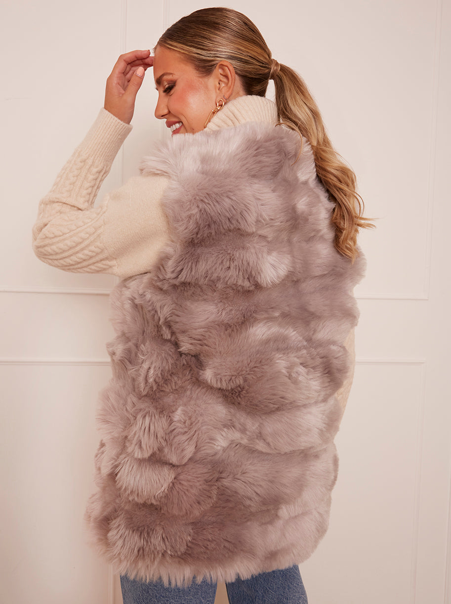 Faux Fur Gilet in Silver