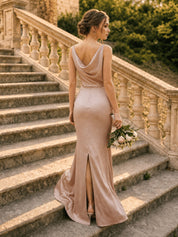 Cowl Neck Bridal Dress in Champagne