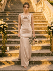 Cowl Neck Bridal Dress in Champagne