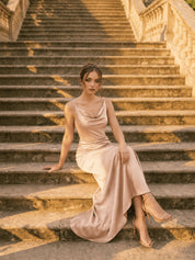 Cowl Neck Bridal Dress in Champagne