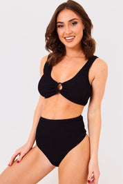 Controlled Textured Crinkle High Waisted Bikini Bottoms