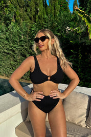 Controlled Textured Crinkle High Waisted Bikini Bottoms