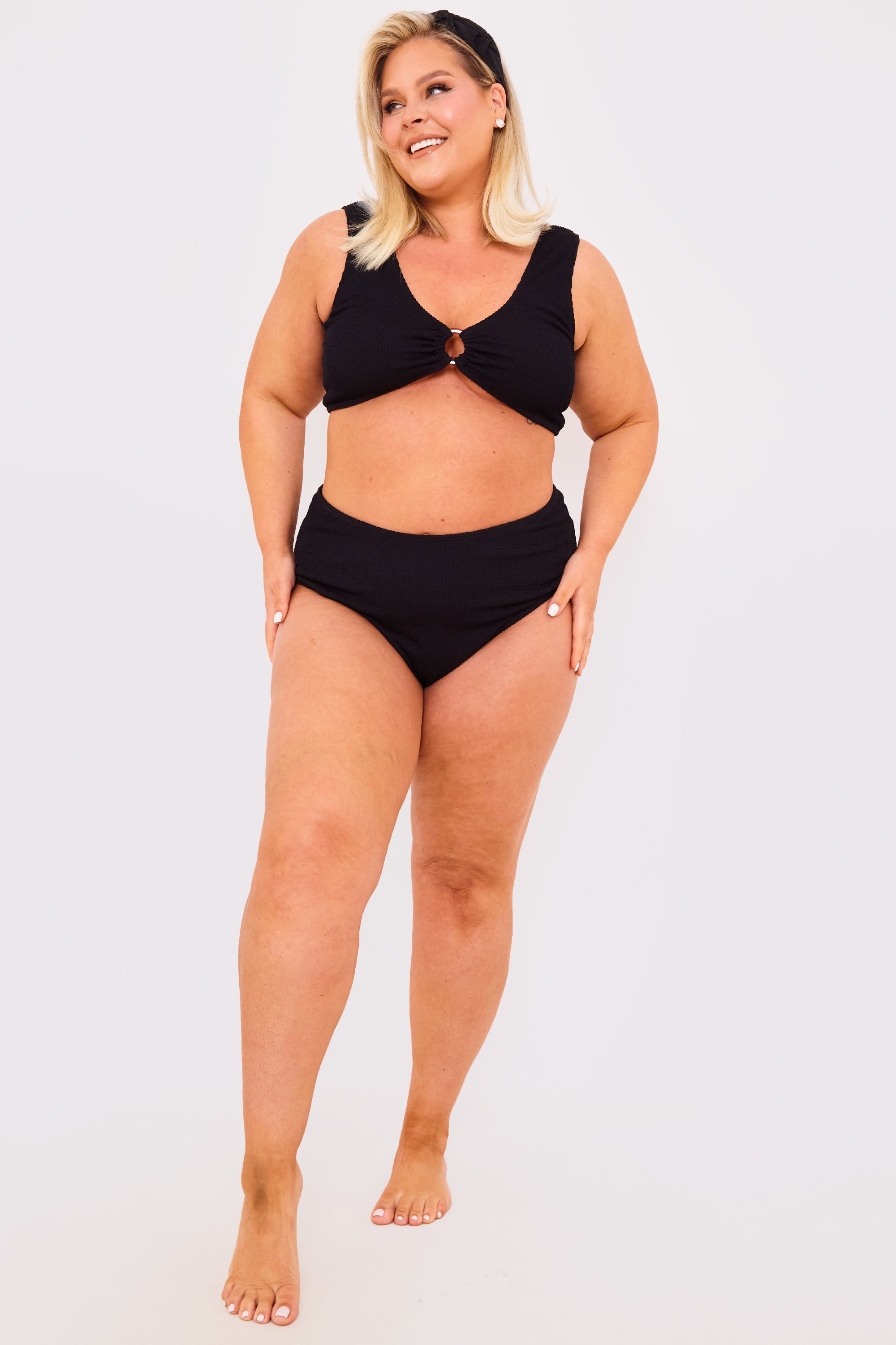 Controlled Textured Crinkle High Waisted Bikini Bottoms