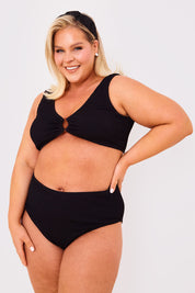 Controlled Textured Crinkle High Waisted Bikini Bottoms