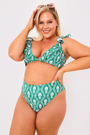 Printed High Waist High Leg Bikini Bottoms