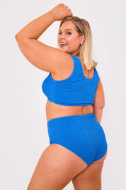 Textured Crinkle Scoop Neck Ring Detail Bikini Top