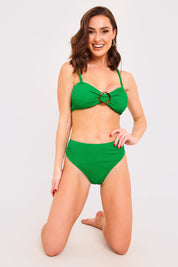 Textured Bandeau Crinkle Ring Detail Bikini Top