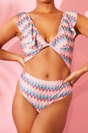Multi Zig Zag Ruffle Swimsuit