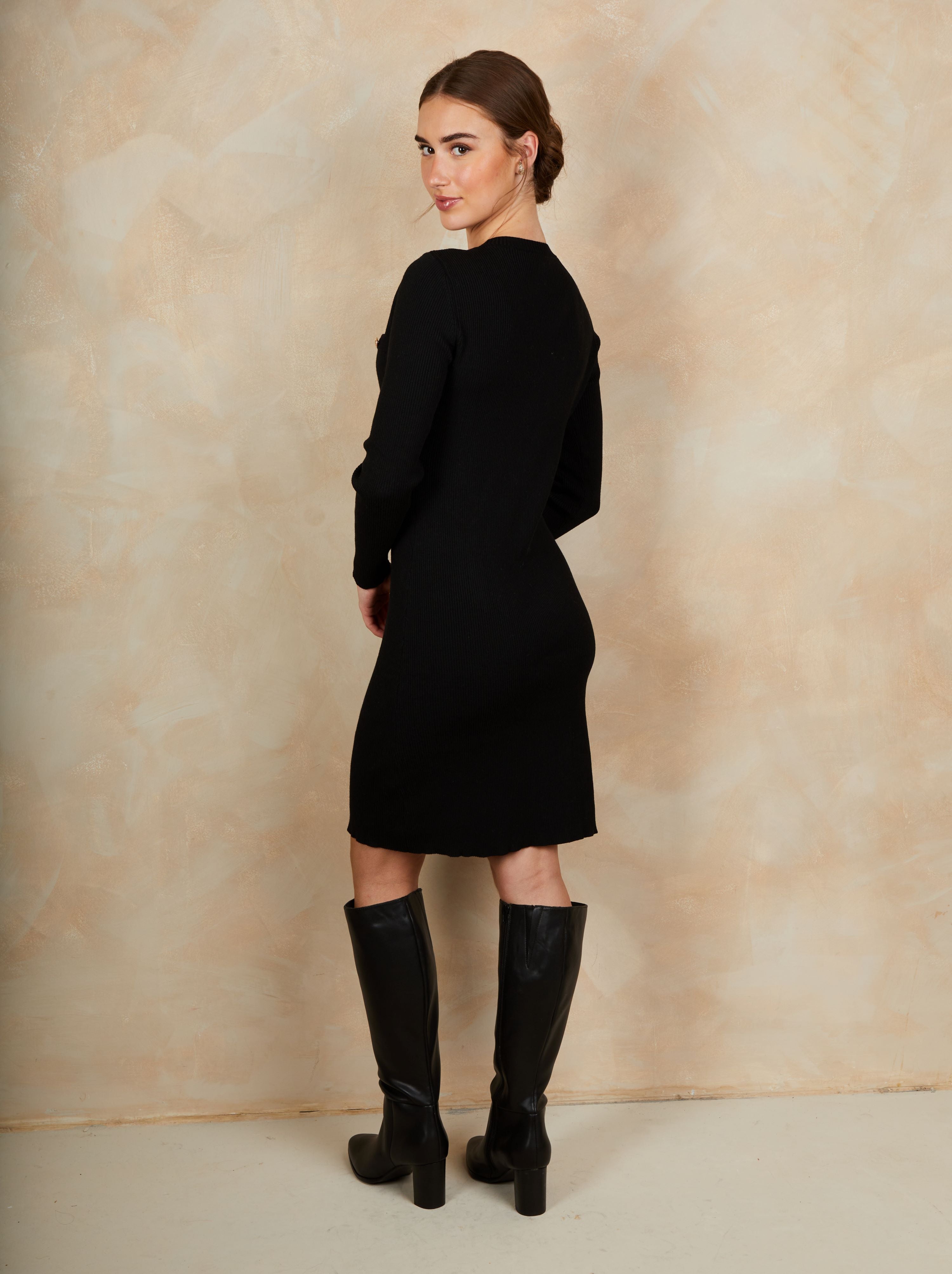 Chi Chi London - Long sleve Button down Dress - Black Chi Chi London - Long sleve Button down Dress - Black