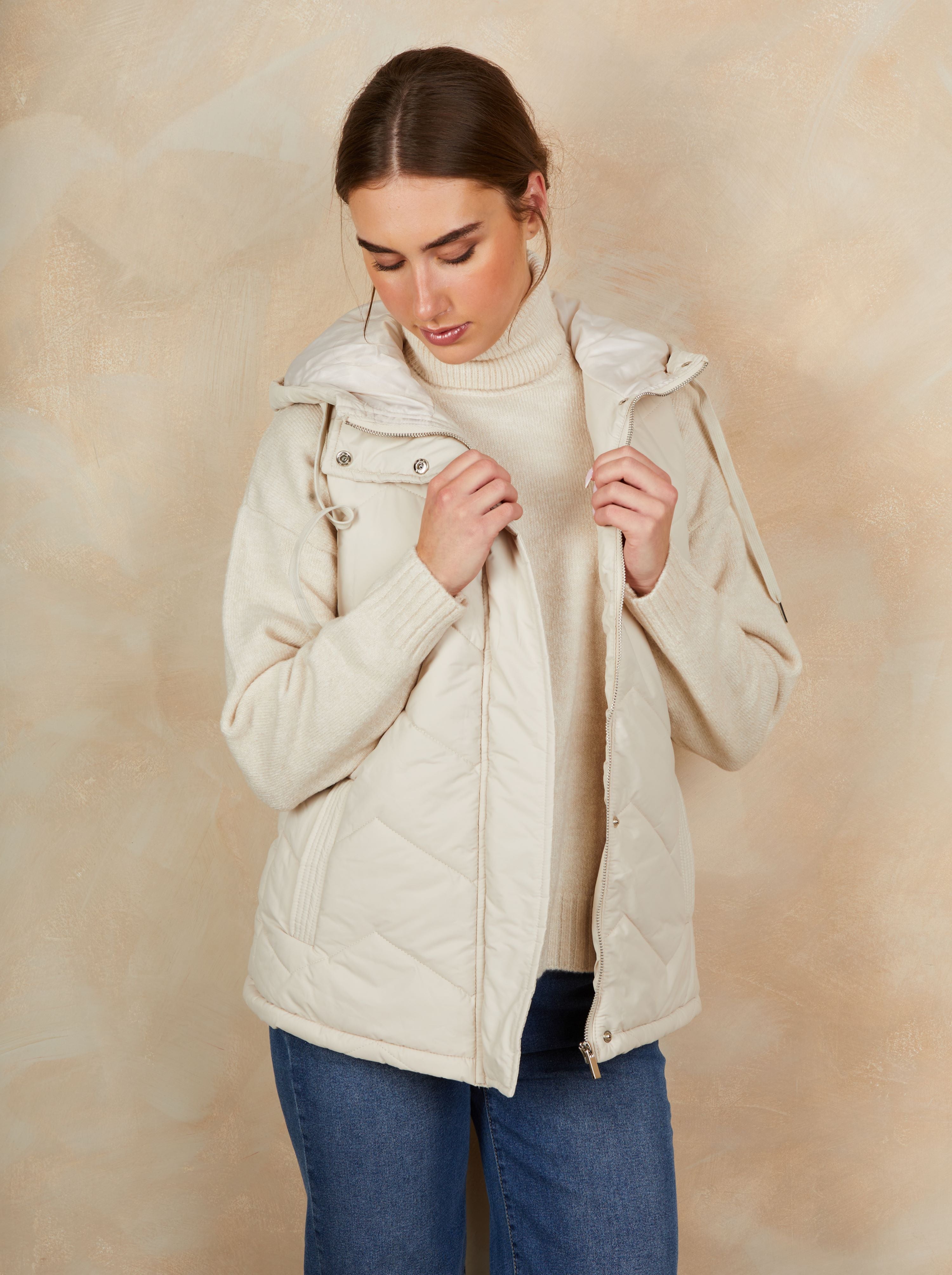 Quilted Puffer Gilet in Cream