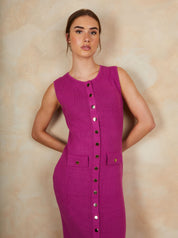 Button Down Midi Dress in Pink