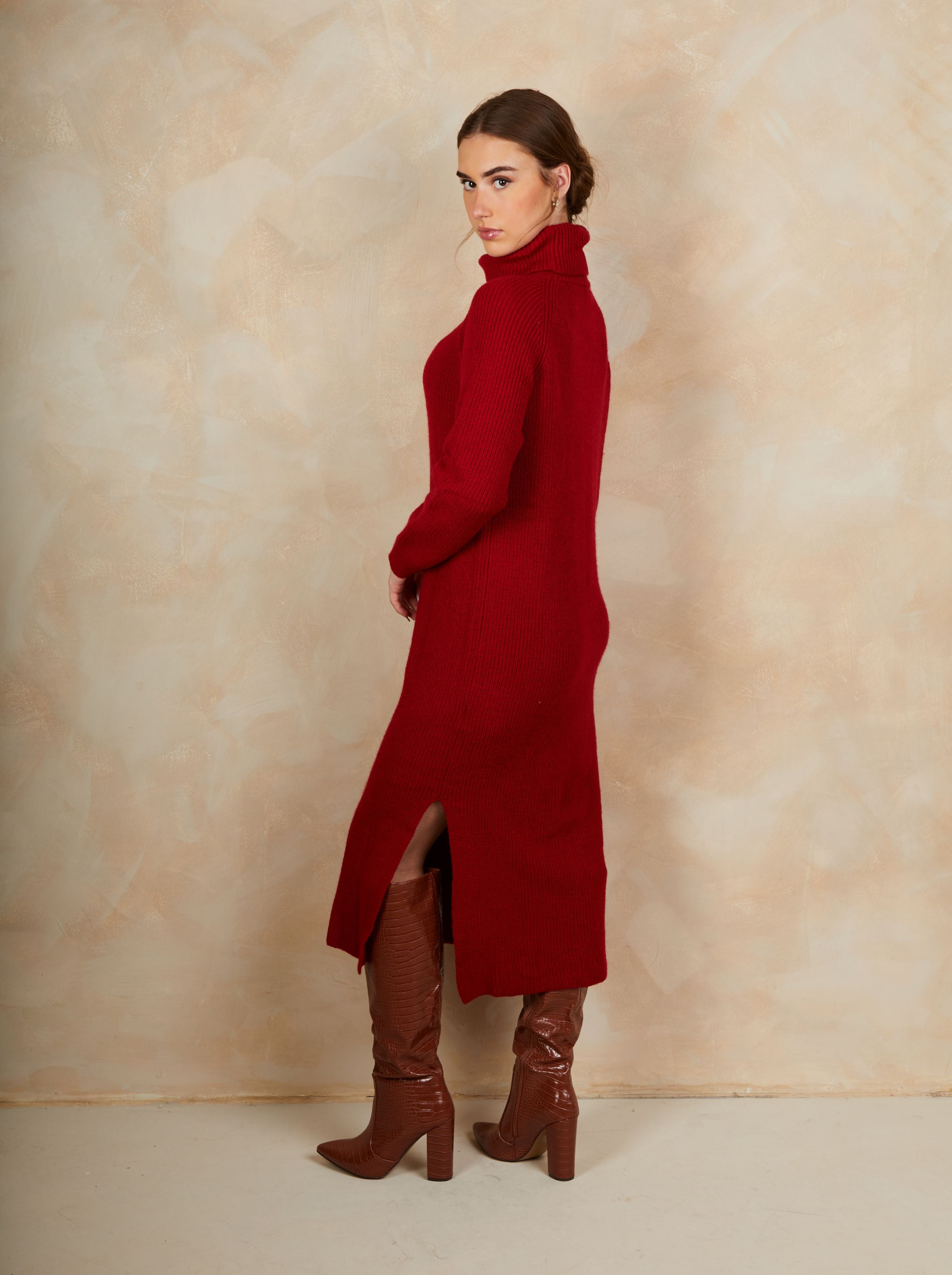 Fashion Red Oversized Sweater Dress Oversized Long Jumper Dress Chi Chi London Women's Roll Neck In