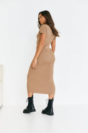 Rib Knit Crew Neck Midaxi Dress