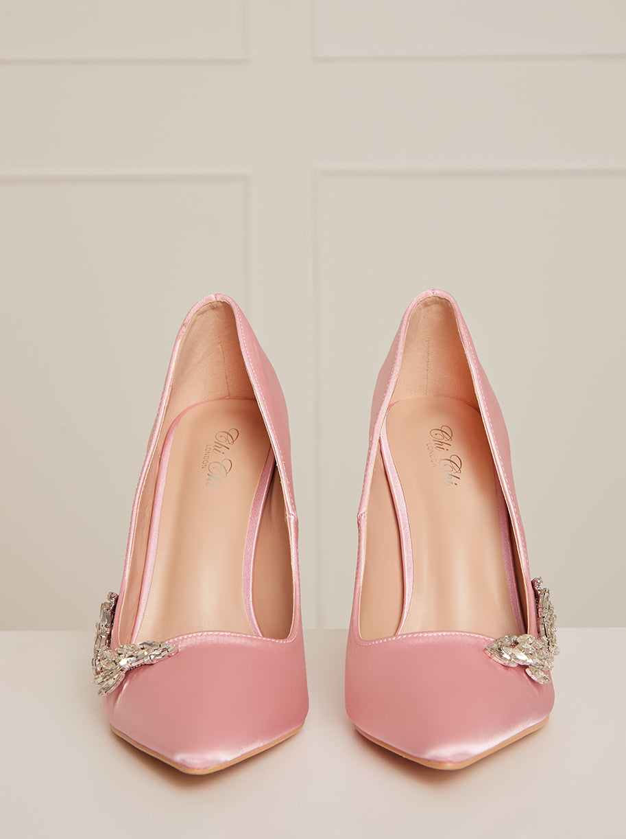 Stiletto Heel Embellished Court Shoes in Pink