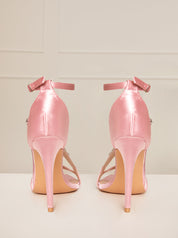 High Heel Diamante Strap Sandals in Pink
