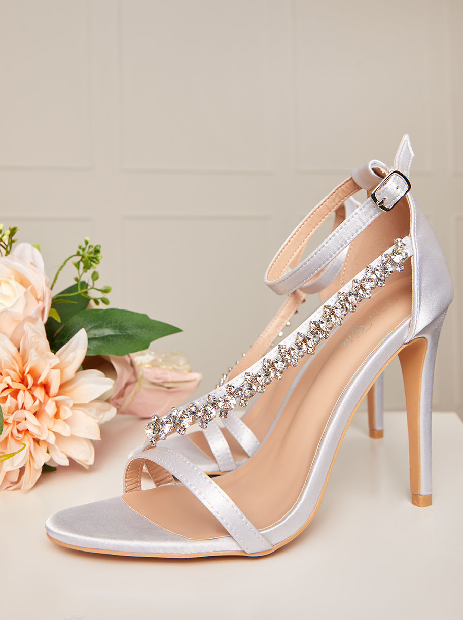 Strappy Satin Finish Sandals in Silver