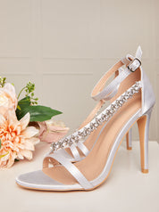 Strappy Satin Finish Sandals in Silver