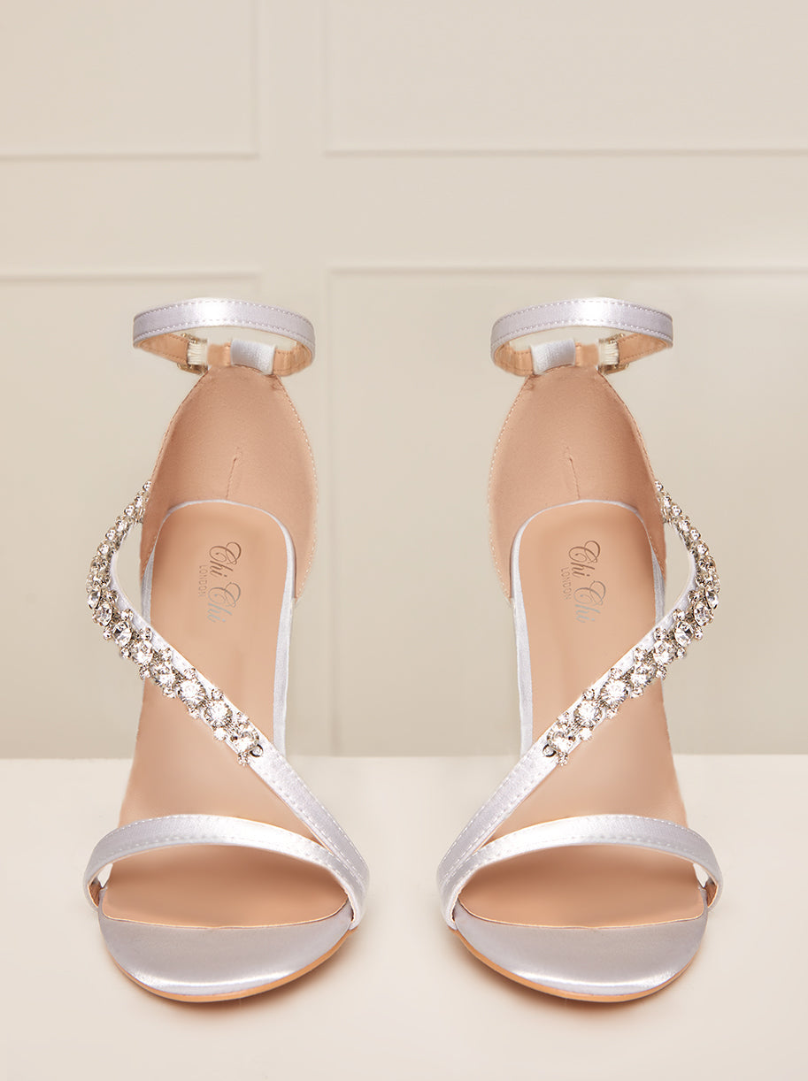 Strappy Satin Finish Sandals in Silver