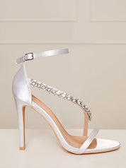 Strappy Satin Finish Sandals in Silver