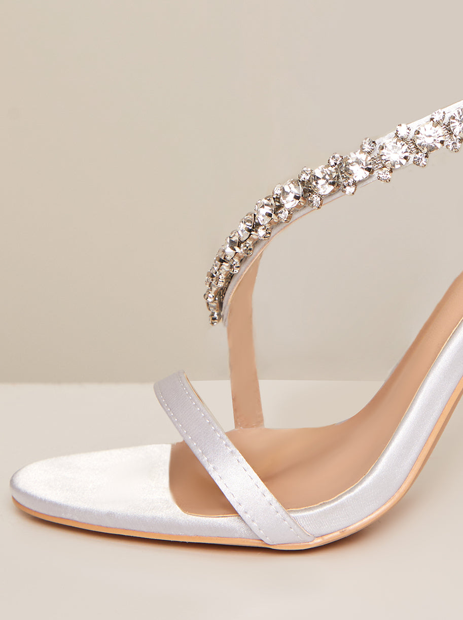 Strappy Satin Finish Sandals in Silver