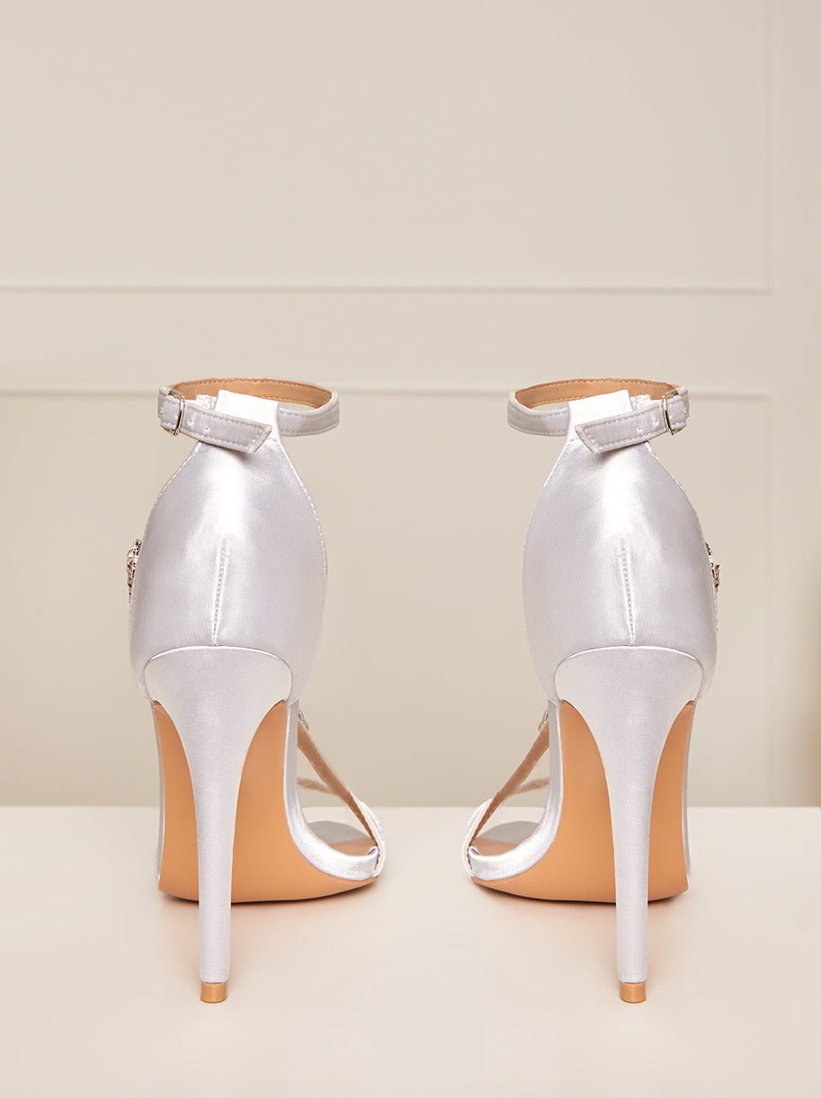 Strappy Satin Finish Sandals in Silver