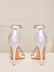 Strappy Satin Finish Sandals in Silver