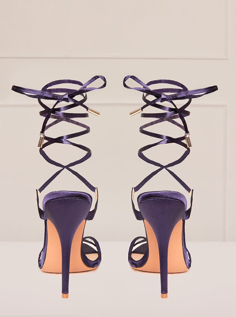 High Heel Lace-Up Sandals in Navy