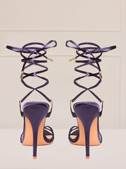 High Heel Lace-Up Sandals in Navy