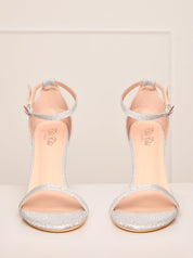 High Heel Glitter Sandals in Silver