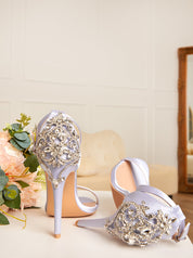 Embellished Stiletto Heel Sandals in Blue