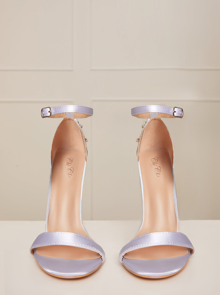 Embellished Stiletto Heel Sandals in Blue