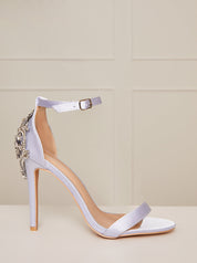 Embellished Stiletto Heel Sandals in Blue