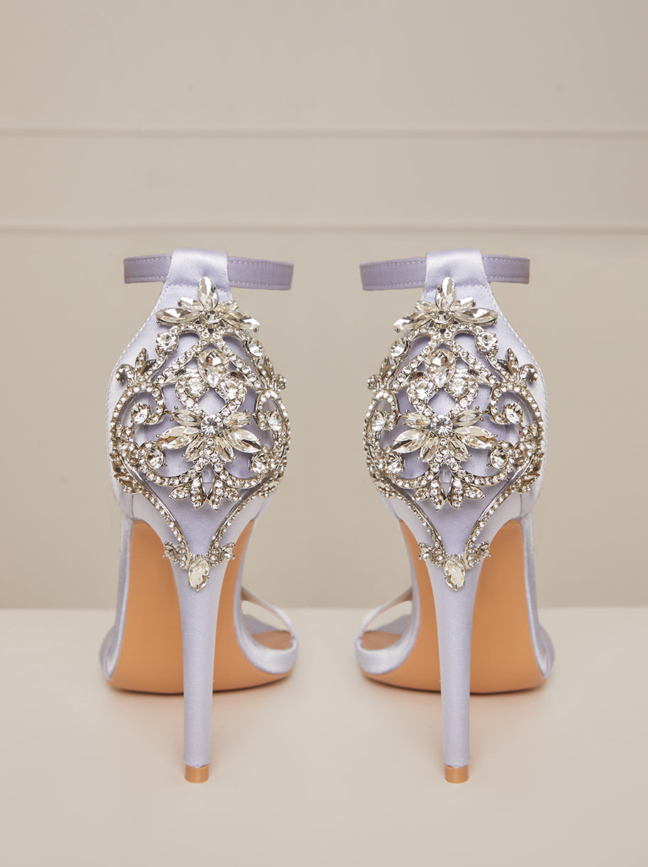 Embellished Stiletto Heel Sandals in Blue