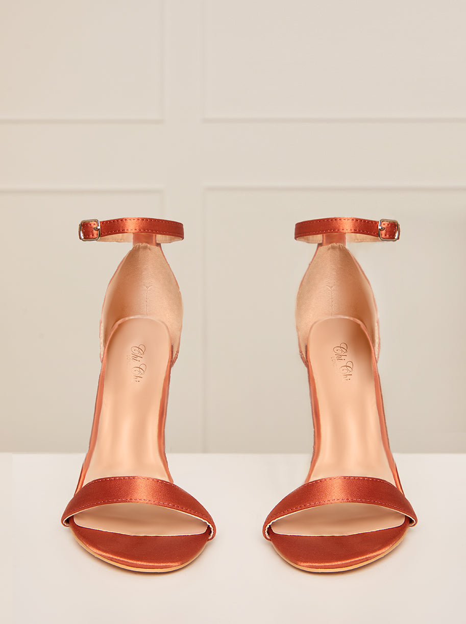 Embellished Stiletto Heel Sandals in Orange