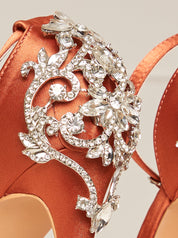 Embellished Stiletto Heel Sandals in Orange