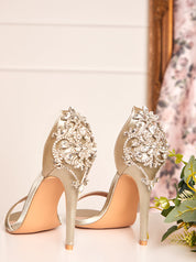 Embellished Stiletto Heel Sandals in Sage Green
