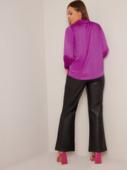 Long Sleeve Cowl Neck Top in Purple