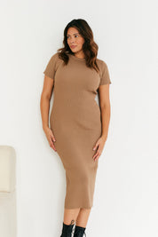 Rib Knit Crew Neck Midaxi Dress