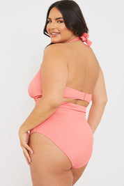 Control Fuller Support Crinkle Halter Twist Front Swimsuit