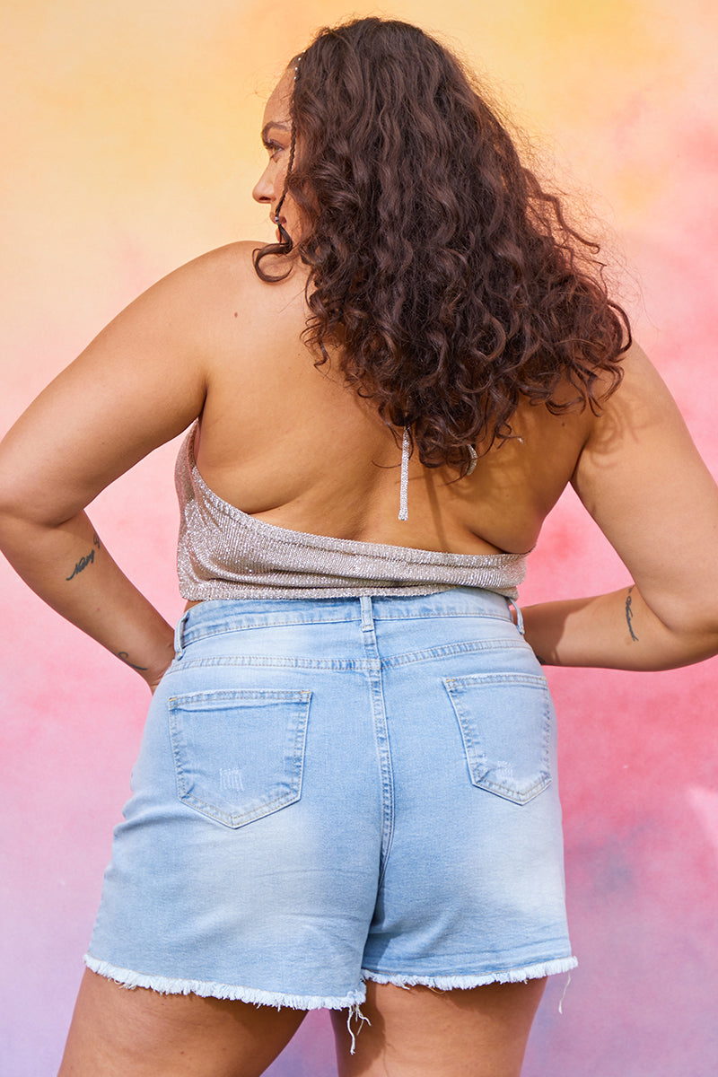 Distressed Denim Shorts