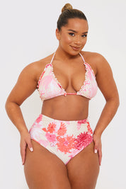 Floral Print High Waisted Bikini Bottom