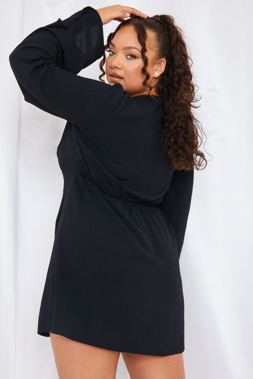 Satin Wrap Front Mini Dress