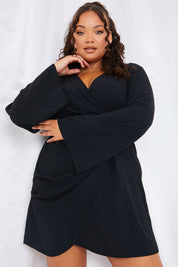 Satin Wrap Front Mini Dress