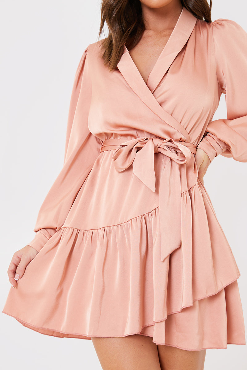 Satin Frill Hem Mini Dress