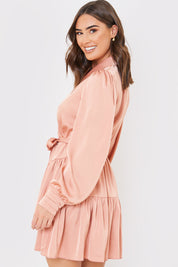 Satin Frill Hem Mini Dress
